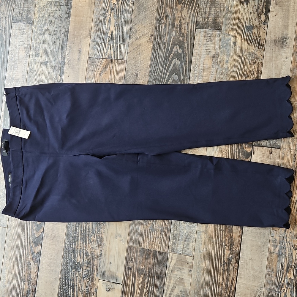 Talbots Navy Ankle Pants with Scalloped Hem